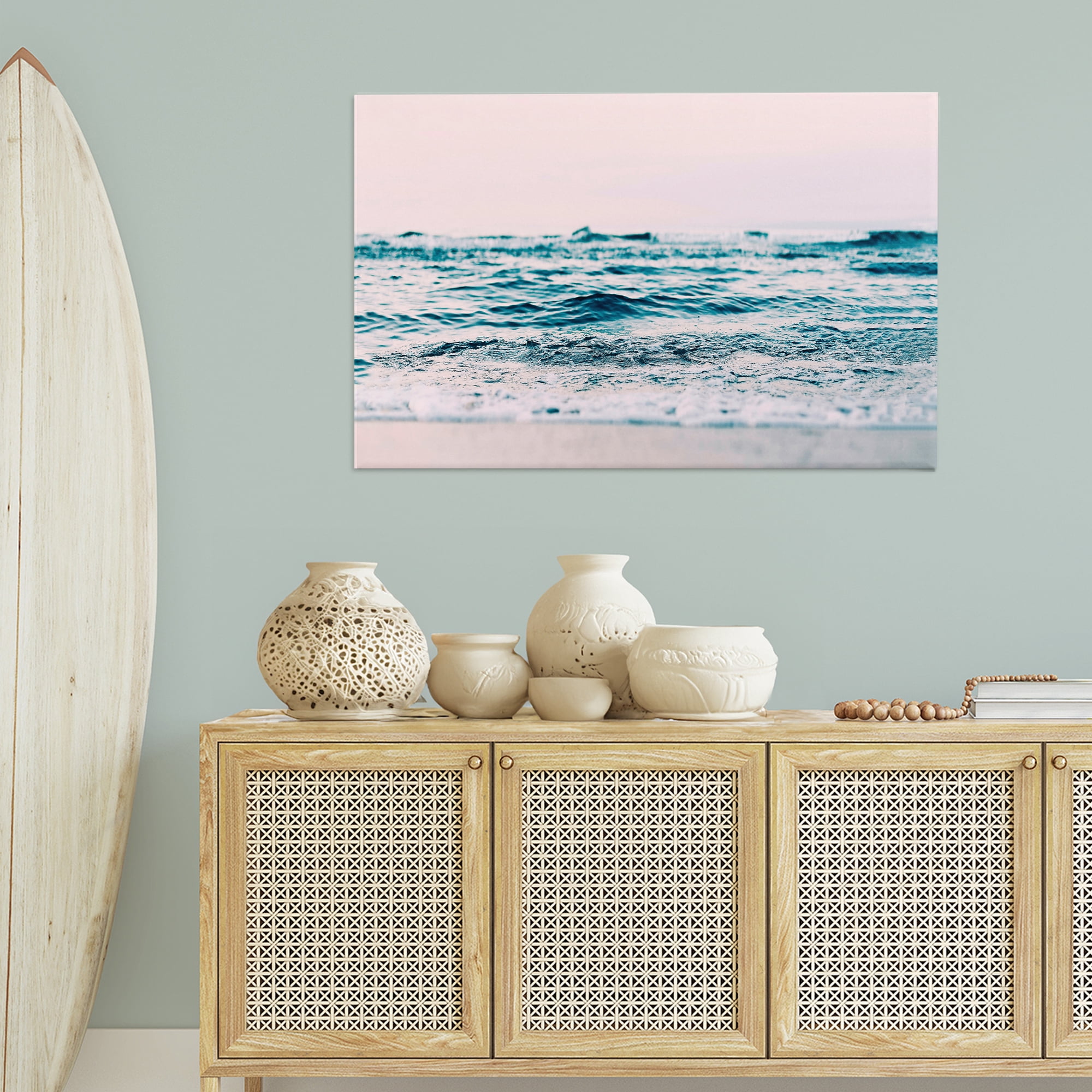 Stupell Industries Ocean Wave Blush Nautical & Beach Photography Wrapped Canvas Art Print Wall Art, 45 x 30
