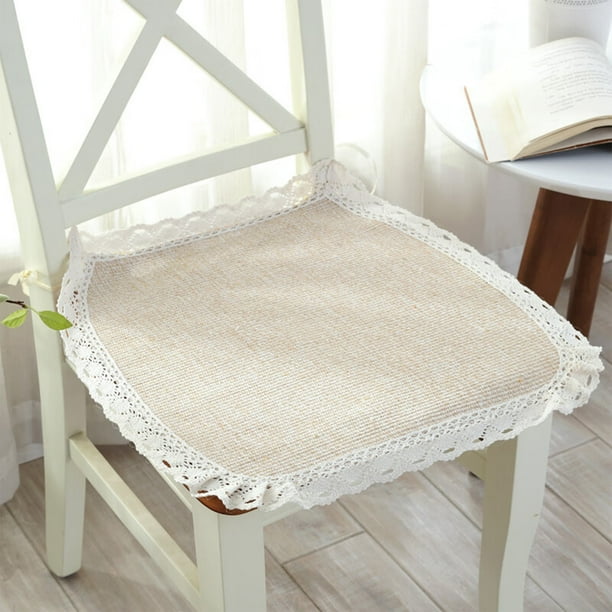 Cojín de lino para cuatro estaciones para silla de oficina - Tela de seda de hielo refrescante de 40x40 cm con espuma de alta densidad para asiento de comedor y ordenador