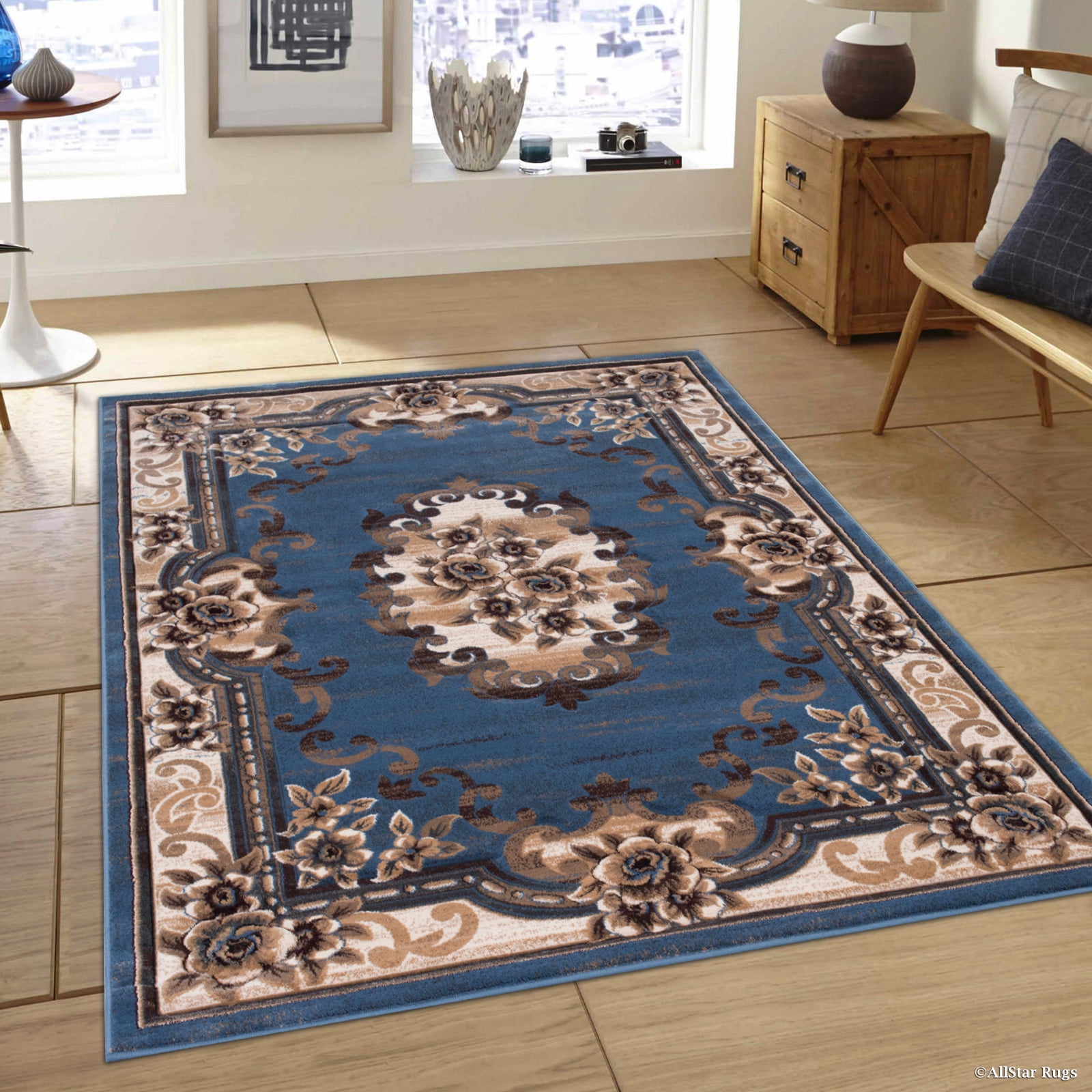 Allstar Blue Woven Hand Classic Persian Design Area Rug (3' 9" x 5' 1
