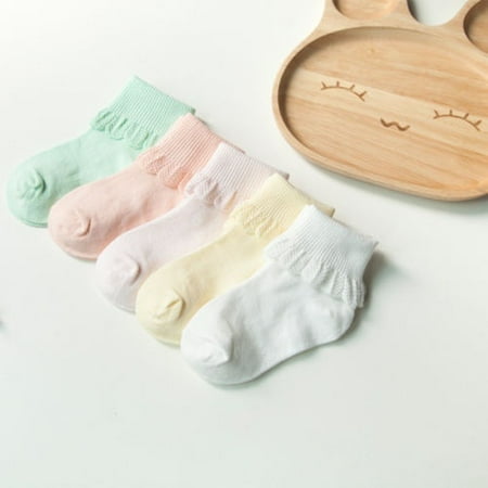 

The New Hot Selling 5 Pairs Lace Infant Socks Newborn Little Baby Girls Cotton Turn Cuff Socks