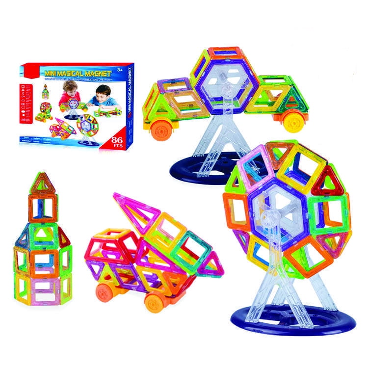 166 pcs Kids DIY 3D Magnetic Blocks Multicolour Construction Building Toy Puzzle 