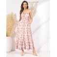 thumbnail image 2 of Vestido GRACE KARIN Boho para mujer con tirantes finos, maxi beige con estampado floral, 2 of 5
