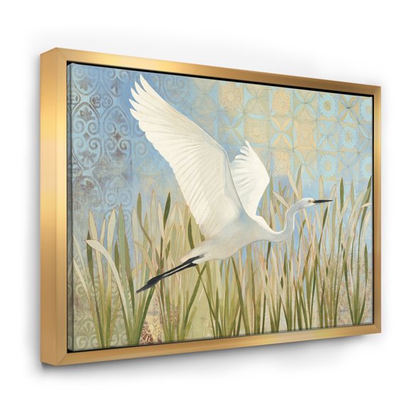 Designart ' Snowy Egret in Flight vII ' Farmhouse Framed Canvas