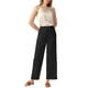 thumbnail image 2 of Pantalones casuales de pierna ancha de satén para mujer con cintura alta elástica INSPIRE CHIC, color negro, talla S, 2 of 6