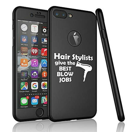 360° Full Body Thin Slim Hard Case Cover + Tempered Glass Screen Protector for Apple iPhone Hair Stylists Give The Best Blow Jobs Funny Hairdresser (Black, for Apple iPhone 6 /