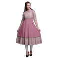 thumbnail image 1 of Bimba Robe Anarkali Imprimée Ethnique Pink2 Ikat Longue Robe Maxi Kurtis Indiennes pour Femmes Kurti Ethnique X-Small, 1 of 5