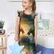 thumbnail image 4 of Fotbe Castle Red Green Sky Dragon Vestido de Dormir para Niñas de 3 a 10 Años, Mangas Cortas, Estilo Princesa, Pijama Camisón con Mangas Voladas-Small, 4 of 6