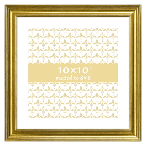8x8 Picture Frame Gold - Matted for Gallery Wall or Tabletop Photo Frame