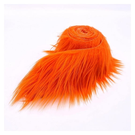 Faux Fur Fabric Pre Cut Rolls - 6"x60" Fur Ribbon Mohair Fabric Strips - Super Soft and Fuzzy - Perfect for , Costumes & Decoration - Orange - 6x60