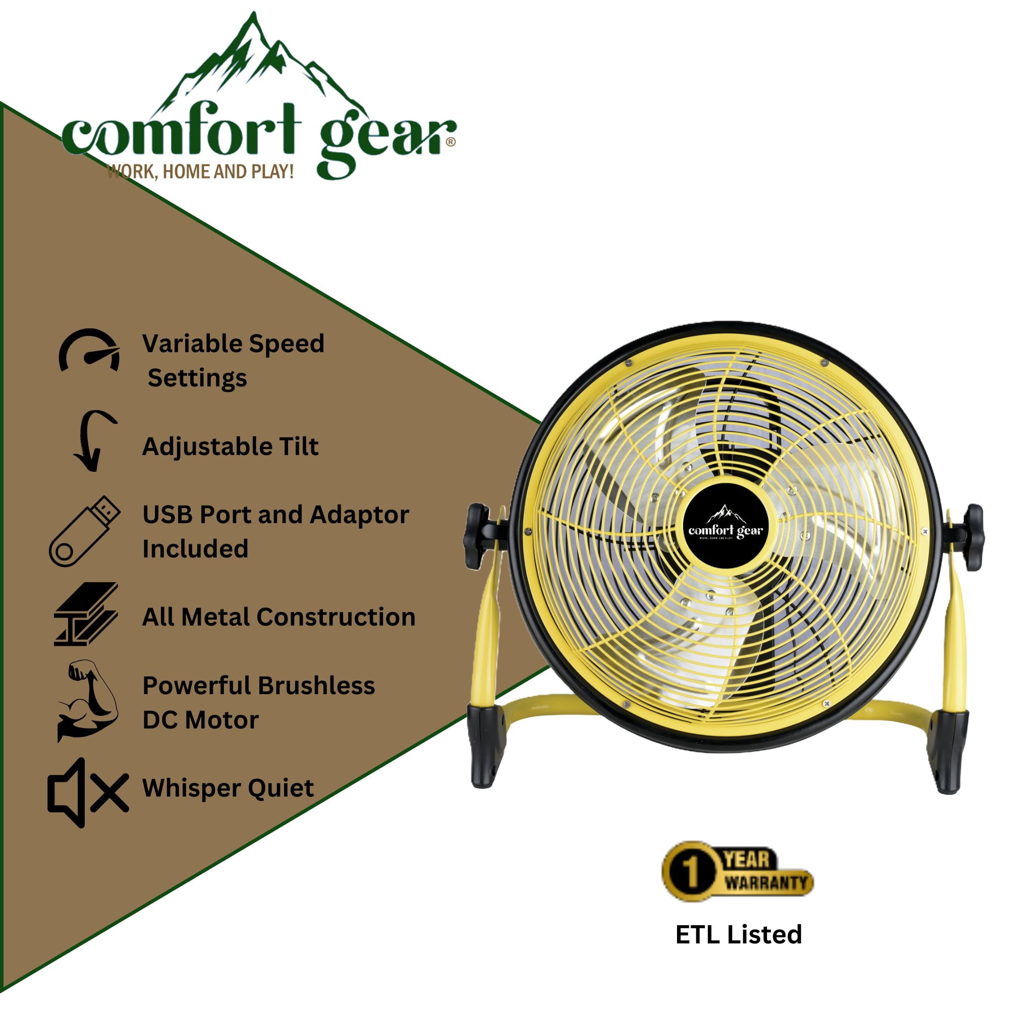 Comfort Gear Seasons Comfort 12" High Velocity Fan with Rechargable Battery