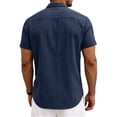 thumbnail image 4 of VV AVEORS Men'S Linen Short Sleeve Button Down Shirt Lightweight Breathable Business Casual Shirts Summer Beach Wedding Guest Tops Navy 2XL, 4 of 4