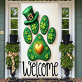 thumbnail image 5 of Green Theme St. Patrick's Day Banner Clover Pattern Welcome Display Paw Print Design Yellow Heart Backdrop for St. Patrick's Day Party Celebration Welcome Event, 5 of 9