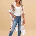 thumbnail image 6 of Xdegoge Kimono Cardigans for Women Open Front Half Sleeve Boho Tropical Print Cover Up Sheer Chiffon Duster Lightweight Summer Casual Daily Outerwear, 6 of 9