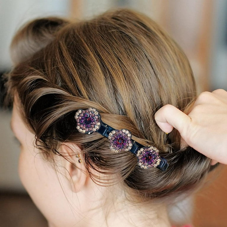 Set of 4 Crystal Hair Clip Shining Rhinestone Jewelry Flower Hair  Accessories for Women Mini Fashion Hair Barrette, Great  Christmas/Birthday/New Year gift for Bestie, BFF-Champagne Purple 