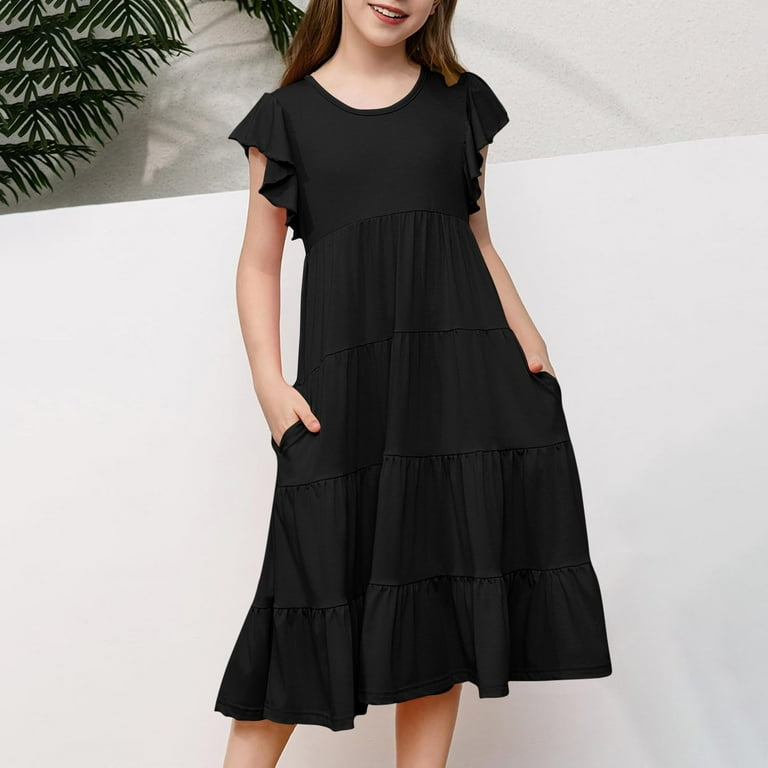 casual summer dresses size 12 Ashirexll Summer Dresses for Teens, Girls Dresses Size 10-12, Girls Short Sleeve Round Neck Dress Summer Casual Dress for Kids