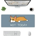 thumbnail image 2 of Not Today Corgi Dog Desk Pad 35.4x15.7 Inch XXL Cute Dog Quote Design Extended Mouse Pad Non-Slip Rubber Base Large Gaming Mousepad Stitched Edges Keyboard Mouse Mat for Women Girl Office Home-Blue, 2 of 6