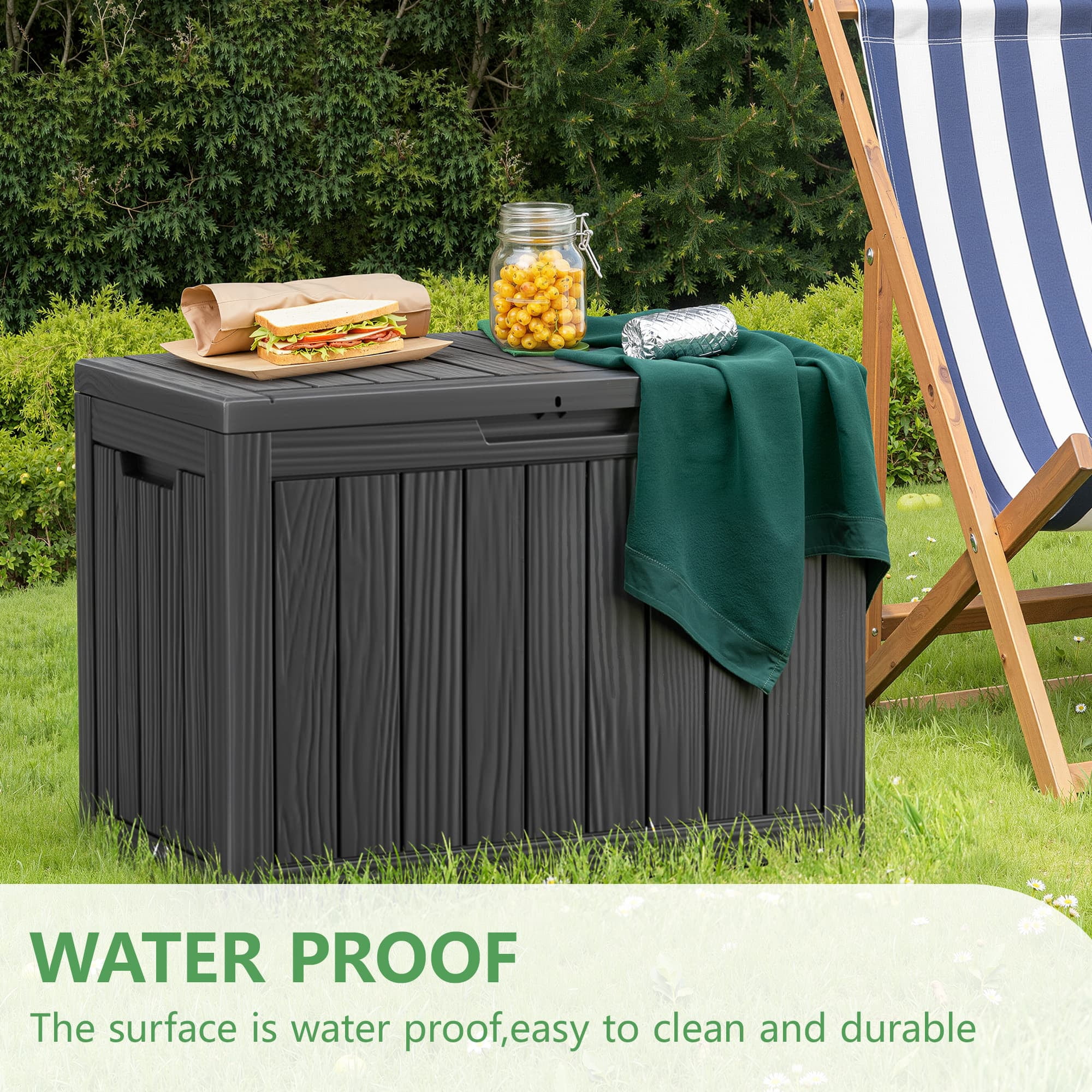 MAYEERTY 45 Gallon Outdoor Deck Box, Large Capacity Storage Box for Patio Furniture Cushions, Pillow Outdoor Indoor, Black