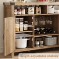 thumbnail image 3 of Sideboard Buffet Cabinet,Kitchen Storage Sideboard with Rattan Doors,Liquor Coffee  Buffet,Dining Room,Hallway,Console Table,Accent Sideboard Buffet with Adjustable Shelves & Glass Holder, 3 of 7