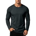 thumbnail image 2 of Xaqiouau Mens Pure Cotton Crew Neck Regular Shoulder Versatile Fit Long Sleeve Pullover Top Solid Tone Basic Undershirt Navy XXL, 2 of 8