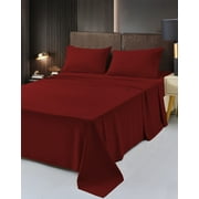 6 Piece Bamboo Sheet Set by OKAO -Silky Soft- Hypoallergenic- Wrinkle Free - Antibacterial, Moisture Wicking, Fade Resistant - Deep Pockets - 1 Fitted Sheet, 1 Flat, 4 Pillowcases Queen, Red