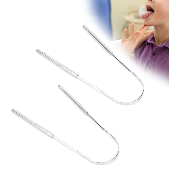 Wchiuoe Racleur de Langue de Soins Bucco-Dentaires, Racleur d'Élimination de Mauvaise Haleine, Racleur de Langue en Acier Inoxydable en Forme de U