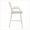 thumbnail image 5 of Outdoor Barstool with Light Matte Sand Aluminum Frame, Teak Accent | Fabric+Metal | Walnut Brown, 5 of 6