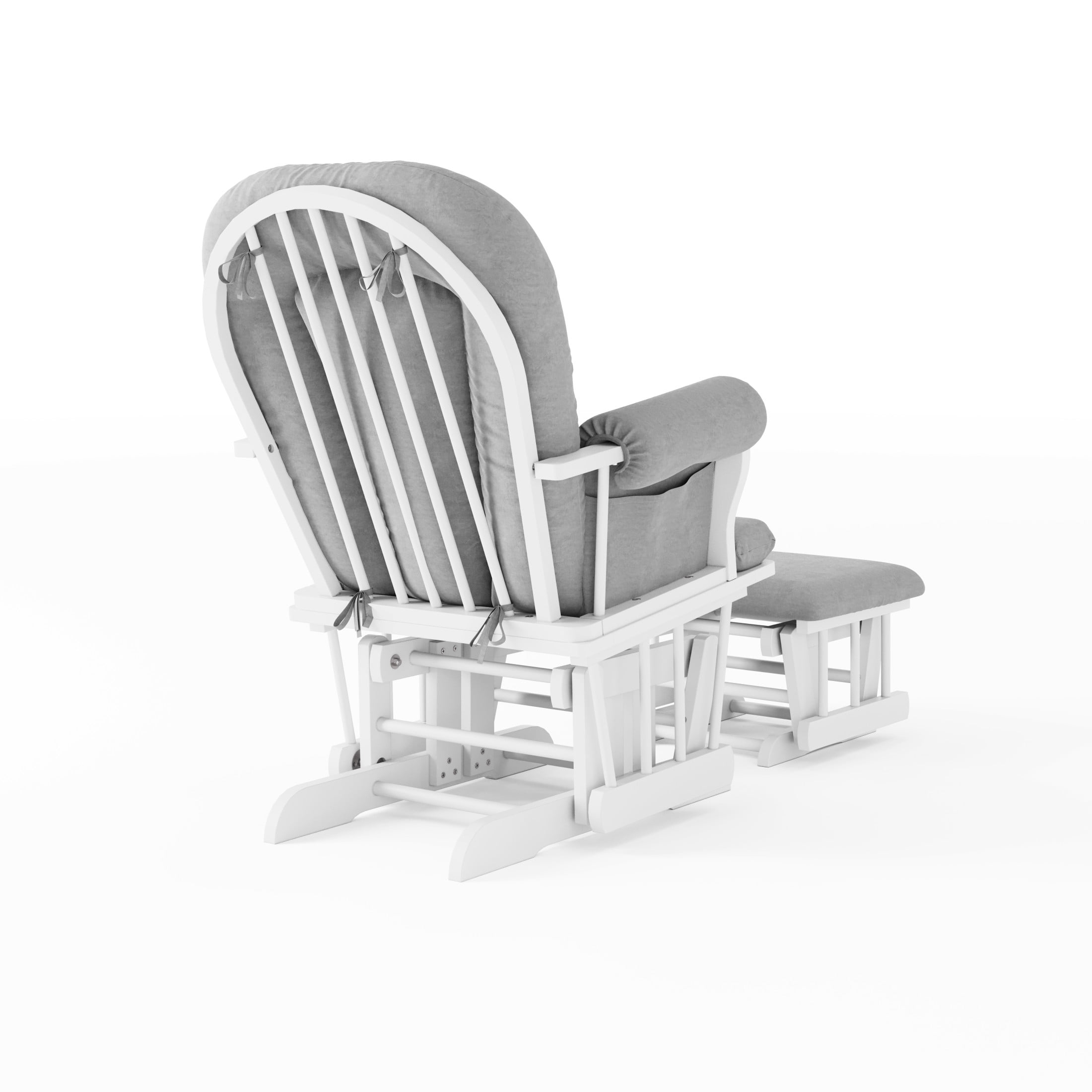Child Craft Cozy Glider Rocker with Ottoman, Smooth Motion, Matte White Frame, Light Gray Cushion
