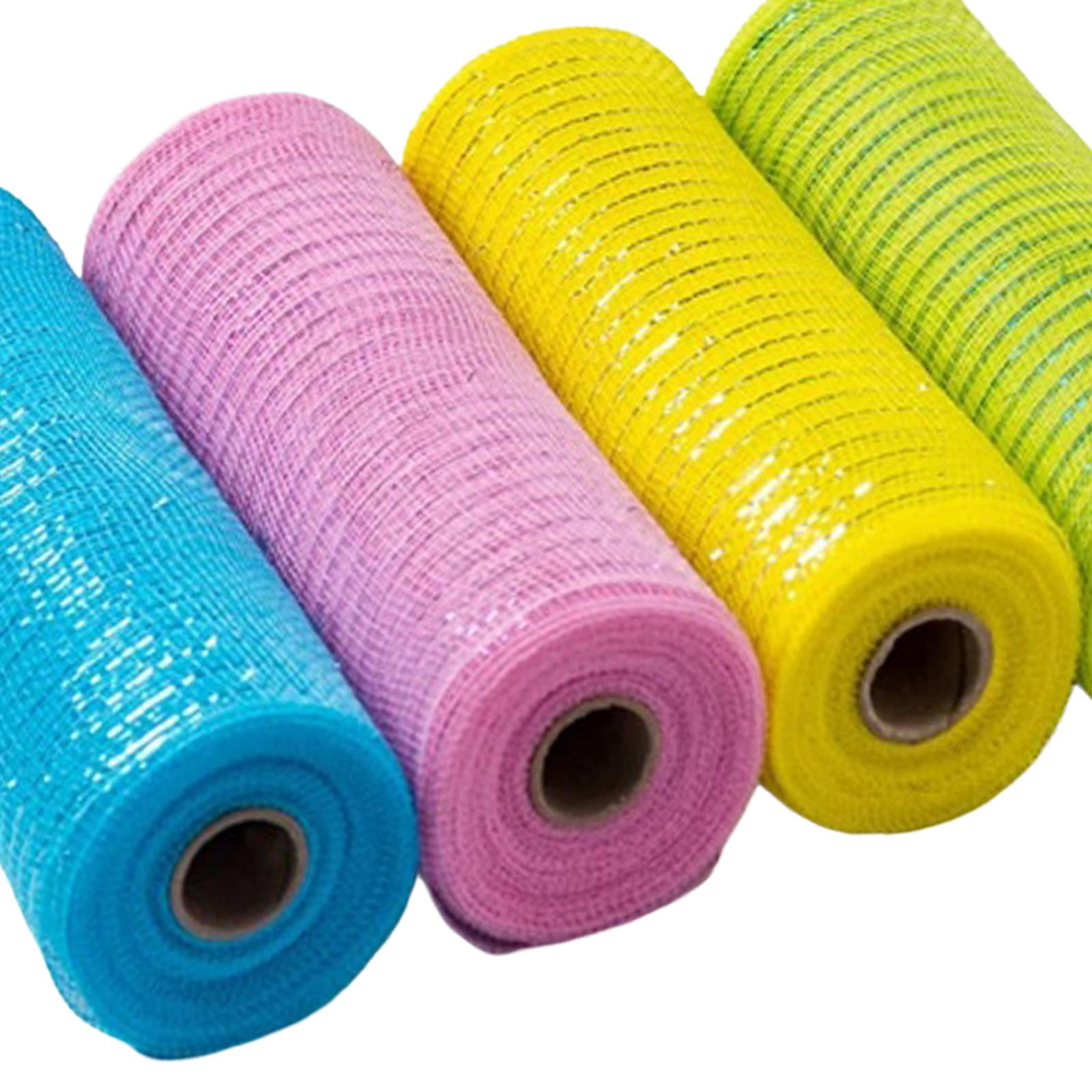 4Rolls Mesh Ribbons, 10 Inch x 30 Feet Each Roll Metal Foil Mesh Ribbon for Home Door Wreath Decoration DIY Craft Colorful