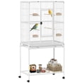 thumbnail image 1 of PawHut 64" Large Bird Cage, Rolling Metal Parrot Cage, White, 1 of 10