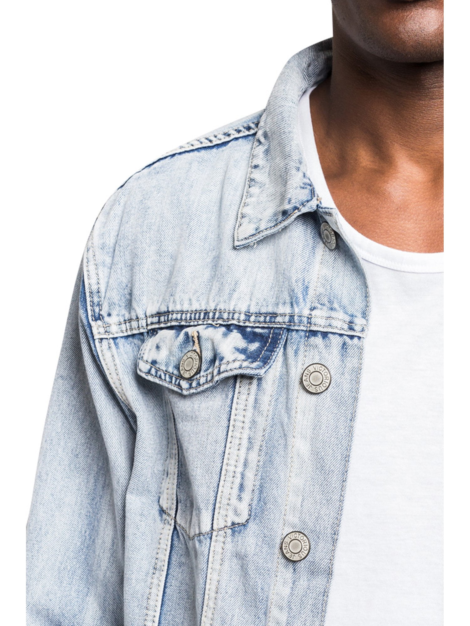 Victorious Men's Essential Denim Trucker Jean Jacket DK148 - Light
