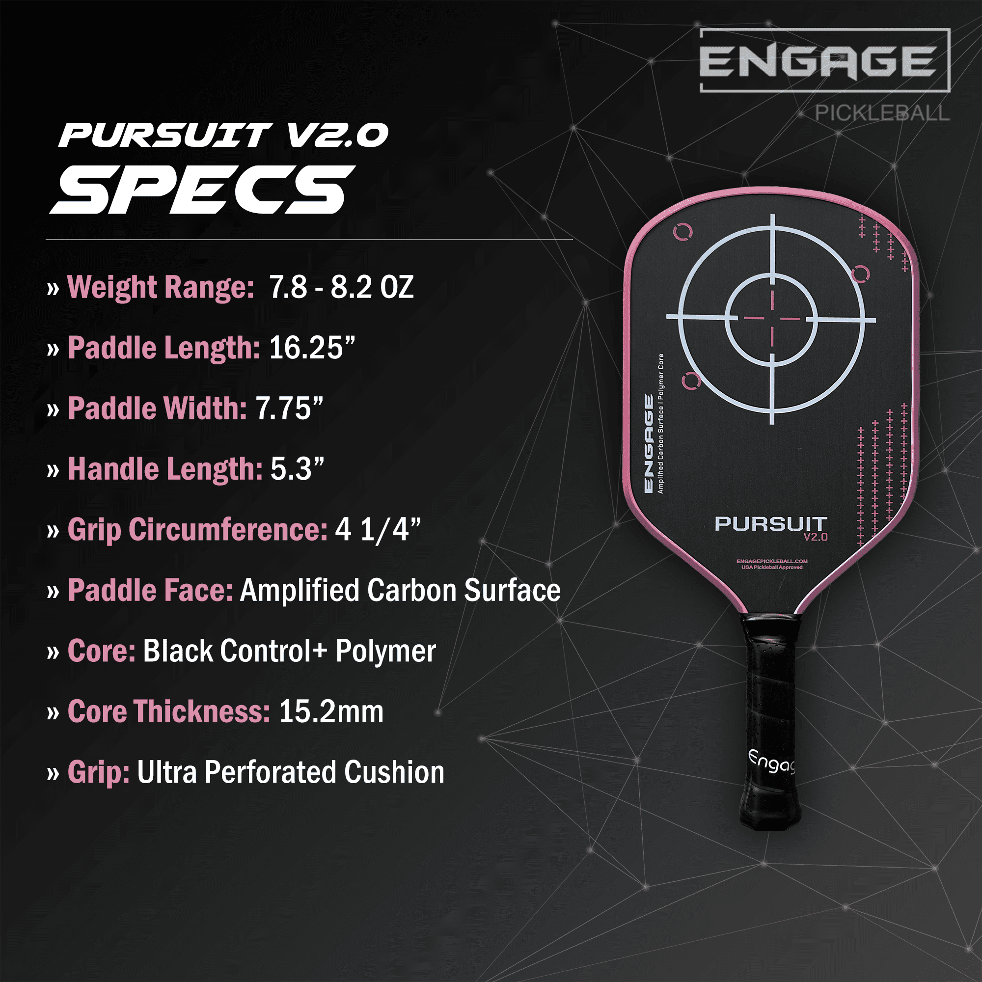 Engage Pursuit V2.0 15.2mm Pickleball Paddle