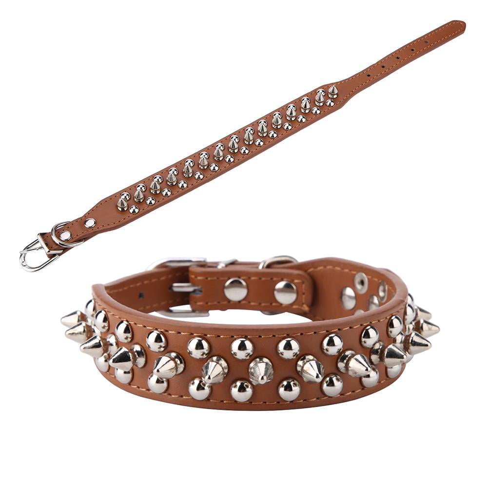 New High Quality Adjustable Neck Strap Pet Dog Leather Studded Collar Buckle 