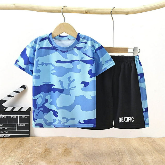 Ensembles de Blouses et Chemises à Manches Courtes Col Rond, Mode Filles Hauts Décontractés à Manches Courtes Col Rond Ensembles de Pantalons Courts Imprimés Boutons