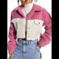 thumbnail image 1 of Chaqueta de Forro Afelpado para Mujer, Abrigo Informal de Invierno con Botones y Bolsillos Rosa M, 1 of 9
