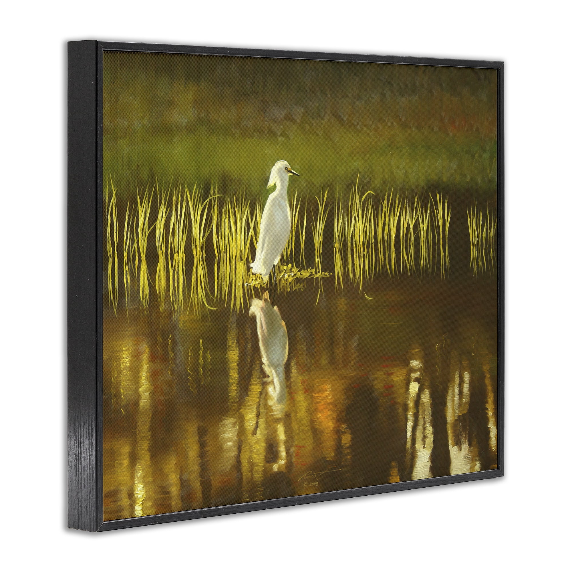 Stupell Industries Bird & Lake Botanicals Landscape Painting Black Framed Art Print Wall Art, 14 x 11