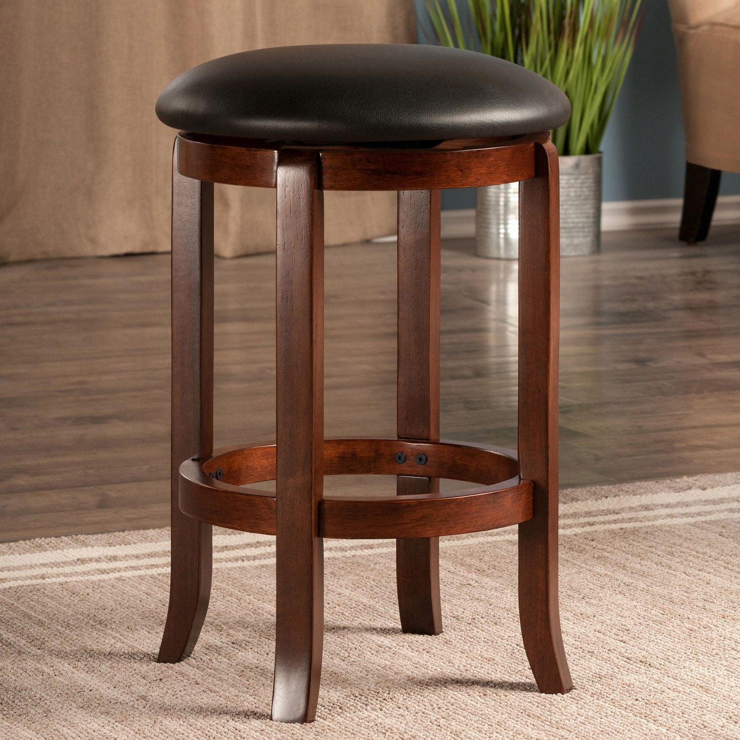 Winsome Walcott Swivel Seat Counter Stool, Black & Walnut