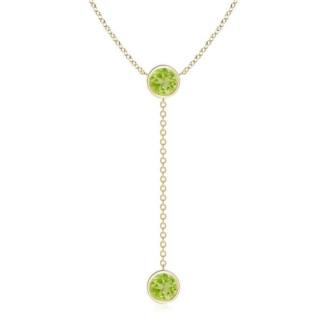 Angara Collier Péridot Naturel - Collier Style Lariat Péridot Rond 2,8 ct en Or Jaune 14K pour Femmes