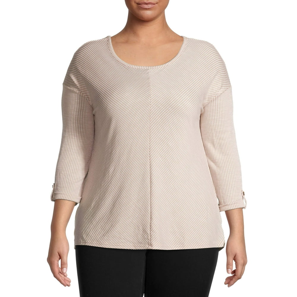 French Laundry New York Laundry Women's Plus Size Stripe Quarter