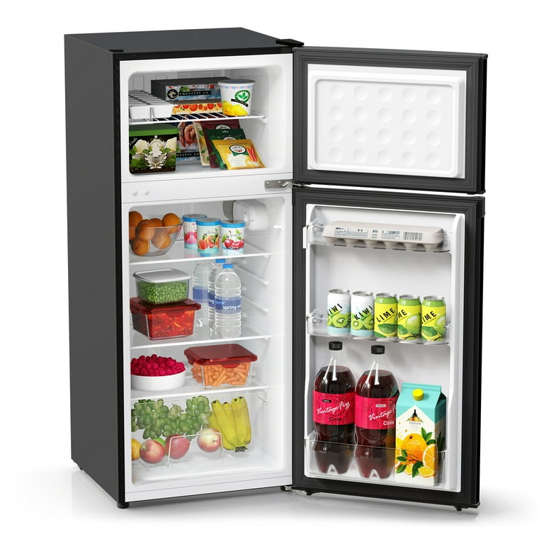 RCA 5.5-cu ft Counter-depth Mini Fridge Freezer Compartment (Black Cabinet  with Silver Doors) in the Mini Fridges department at