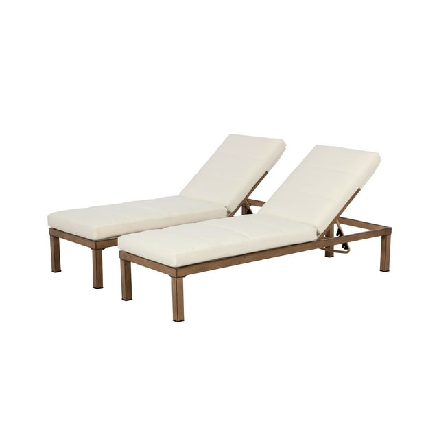 Better Homes & Gardens Marlow Adjustable Back Chaise Loungers, Creme, 2 Pack