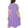 thumbnail image 6 of FAIWAD Girls Summer Short Sleeve Dress Casual Flowy Tiered A Line Sundress Kids Basic Skater Twirl Party Daily Dresses 4-14Y, 6 of 9