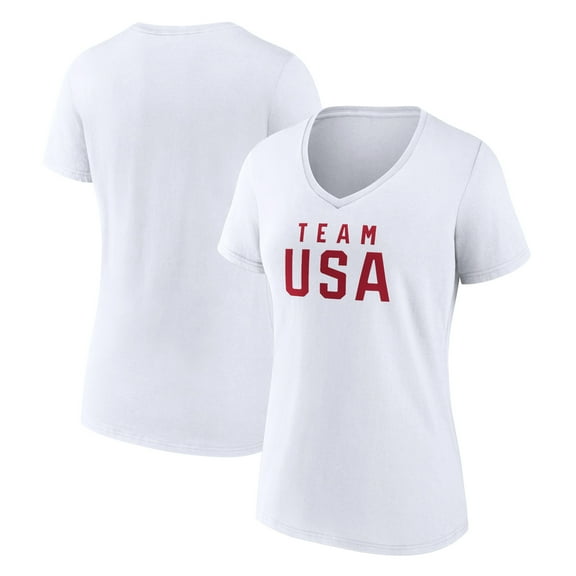 Women's  White Team USA 2024 Olympics Wordmark V-Neck T-Shirt