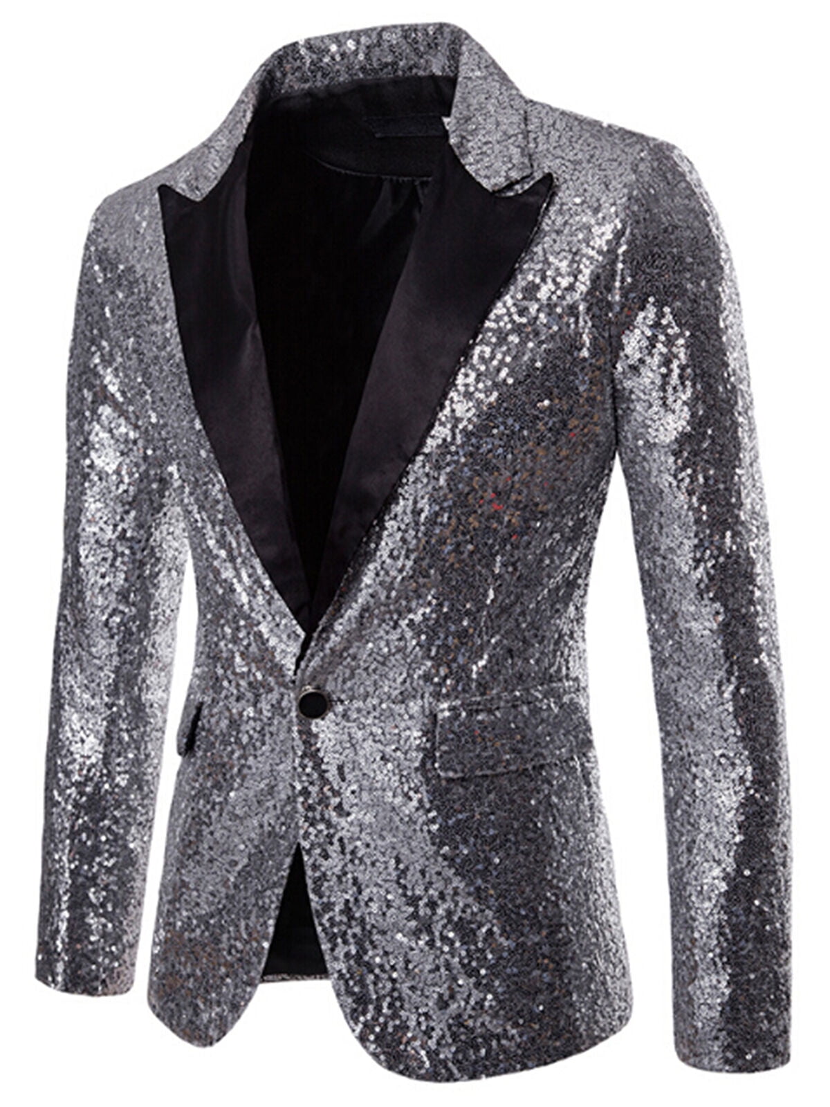 Hirigin Business Mens Sequins Sparkly Suit Blazer Wedding Party Outwear ...