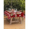 thumbnail image 2 of Outdoor Tablecloth with Umbrella Hole and Zipper, Gingerbread Christmas Rectangle Table Cloth 60x120 Inch Waterproof Tablecloth, Red Golden Snowflake Winter Xmas Picnic Table Cover for Patio Camping, 2 of 7
