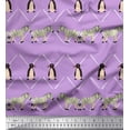 thumbnail image 1 of Soimoi Purple Silk Fabric Penguin & Stripe Animal Print Fabric by The Yard 42 Inch Wide, 1 of 1