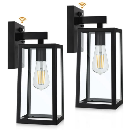 SHINE HAI Dusk to Dawn Outdoor Wall Lantern, Exterior Sconce Fixture with E26 Base, Waterproof Wall Mount Light, Outdoor Lantern for Porch 2 Pack C80