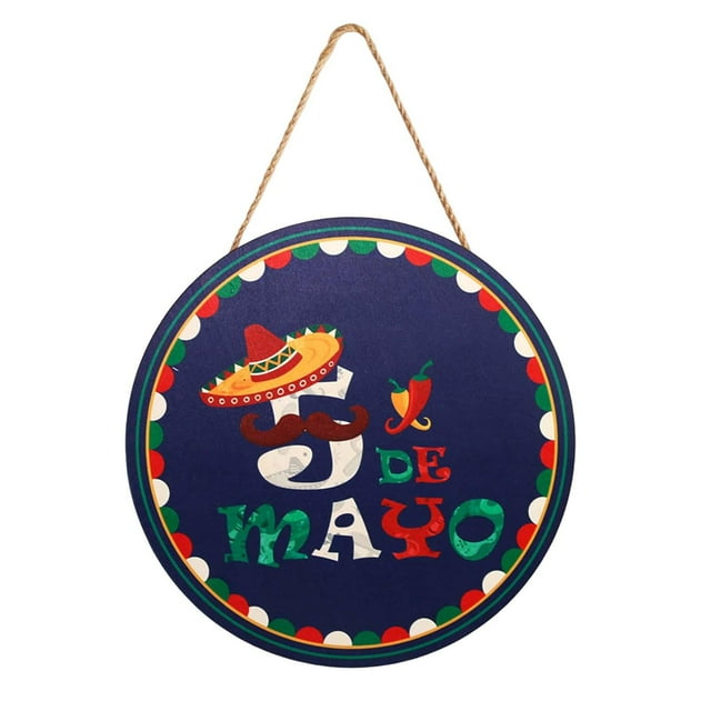 simhoa Cinco DE Mayo Door Sign Fiesta Wall Plaque, Door Hanging Sign for A
