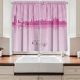 thumbnail image 2 of Ambesonne Chicago Skyline Kitchen Curtains, USA Downtown, 55"x39", Pale Pink Fuchsia, 2 of 3