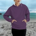 thumbnail image 2 of ManxiVoo Women's Casual Pullover Hoodie Soft Brushed Fleece Long Sleeve Comfort Fit Loungewear Streetwear Top S Size Purple, 2 of 4