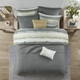 thumbnail image 3 of 8-Piece Seersucker Comforter Set - Yellow & Gray Watercolor Stripe, Full/Queen with Quilt, 3 of 21